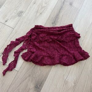 Bershka Magenta Lace Ruffle Mini Skirt